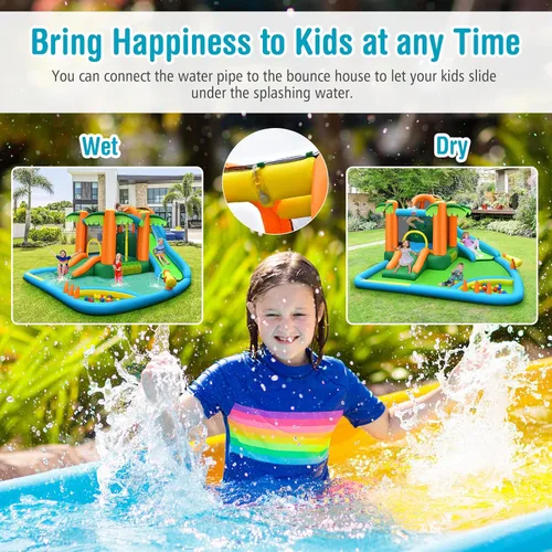 Vista 2 de GLACER Rebote inflable 7 en 1, casa inflable para niños al aire libre e interior, gran castillo gorila con toboganes de agua, piscina