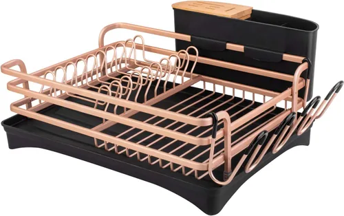 Vista 9 de BRIAN & DANY Escurridor de platos de aluminio, escurridor de platos para encimera de cocina, escurridor de platos con soporte extraíble