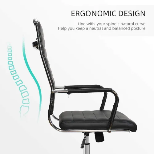 Vista 6 de Okeysen Silla ergonómica de escritorio de oficina, moderna silla de mesa de conferencias de piel sintética, acanalada, silla giratoria ejecutiva