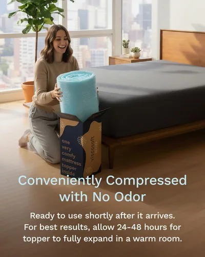 Vista 7 de ViscoSoft Cubrecolchón de espuma viscoelástica Twin - Almohadilla de colchón de gel refrescante Reflex de 2 pulgadas - Certificado CertiPUR-US