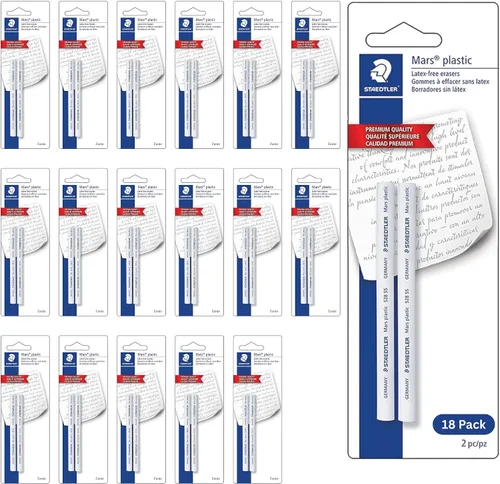 Vista 10 de STAEDTLER Mars - Recambios de goma de borrar de plástico sin látex, repuestos para soporte recargable, hogar, escuela y oficina, blanco, paquete de 2