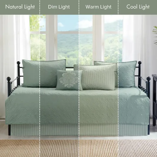 Vista 4 de Madison Park Juego de Fundas para Cama Diurna de Algodón - Acolchado de Doble Cara Diseño Clásico Cottage Ropa de Cama para Todas las Estaciones