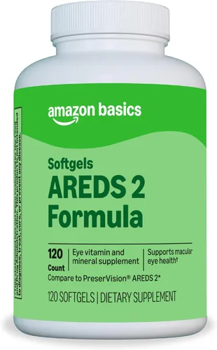 Amazon Basics Suplemento de vitaminas y minerales para los ojos, fórmula AREDS 2 con luteína y zeaxantina, 120 cápsulas blandas