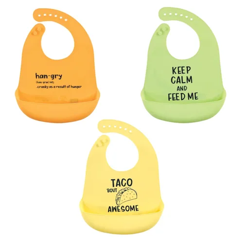 Vista 22 de Hudson Baby Baberos de silicona unisex para bebé, Apple Of My Eye, talla única