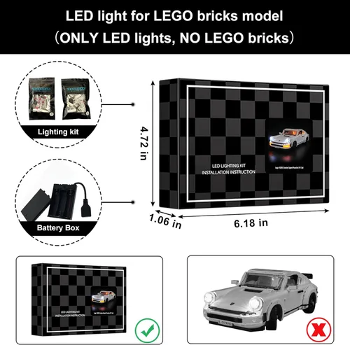 Vista 2 de Vaodest Luz LED para Lego 10295 Creator Expert Porsche 911, diseño y configuración compatible con el modelo 10295