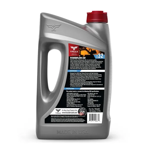 Vista 2 de TRIAX Powerflow MV 32 Aceite Hidráulico, Vida Extendida de 6000 Horas, Doble Antidesgaste, Verdadero para Todas las Estaciones, Punto de Ebullición