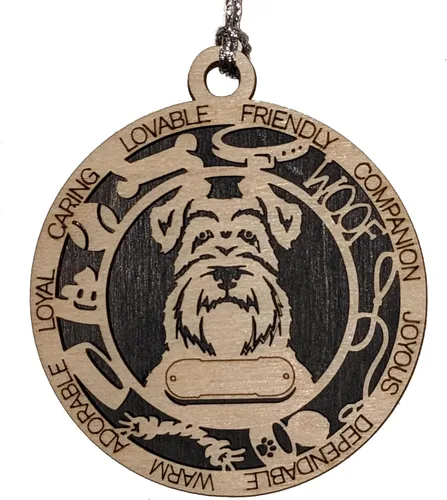 Vista 157 de Adorno de Navidad personalizado para perro Cavalier King Charles Spaniel, redondo de 3 pulgadas, madera cortada con láser de 2 capas, nombre y texto