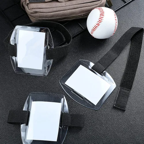 Vista 4 de Meanplan 100 soportes para insignia de brazo con correa ajustable, soporte para credencial de identificación, pase de brazalete con nombre