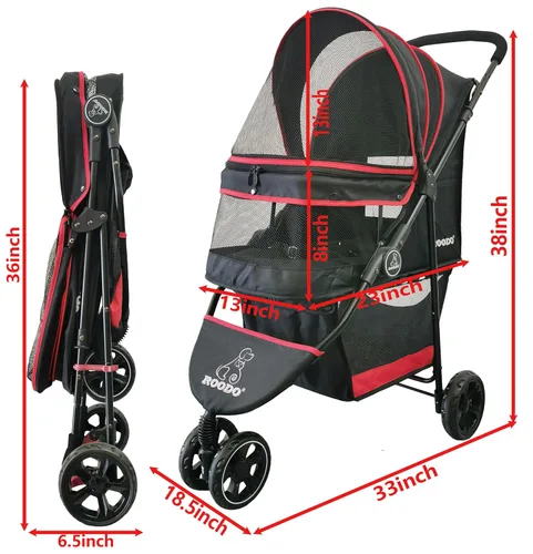 Vista 3 de ROODO Escort - Cochecito para correr de 3 ruedas para perros y gatos para perros pequeños/medianos, gatos, el mejor cochecito ligero, plegable