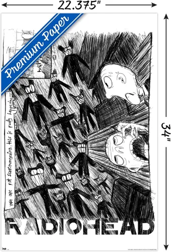 Vista 3 de Trends International Radiohead - Póster de pared de garabatos, 22.375 x 34 pulgadas, versión premium sin marco