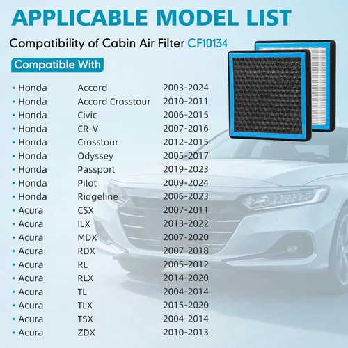 Vista 2 de CF10134 Cabin Air Filter HEPA Air Conditioner with Activated Carbon Replacement Cabin Air Filter Accessories Compatible with ACURA CSX