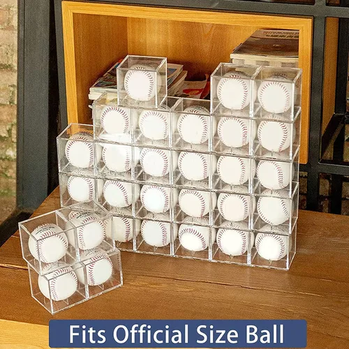 Vista 5 de Estuche de exhibición de béisbol, cubo de acrílico con protección UV, caja cuadrada transparente para almacenamiento de recuerdos, estuche