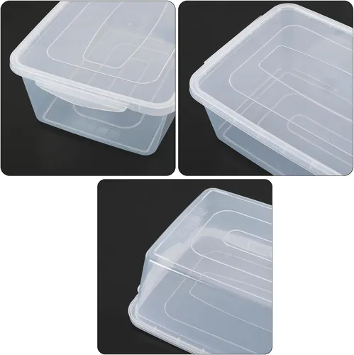 Vista 3 de Teyyvn Caja de almacenamiento de plástico transparente de 14 L, 2 contenedores de plástico con pestillo de almacenamiento