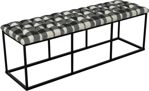 Vista 17 de HomePop Theodore Channel Otomana pequeña con capitoné - Cuero sintético marrón