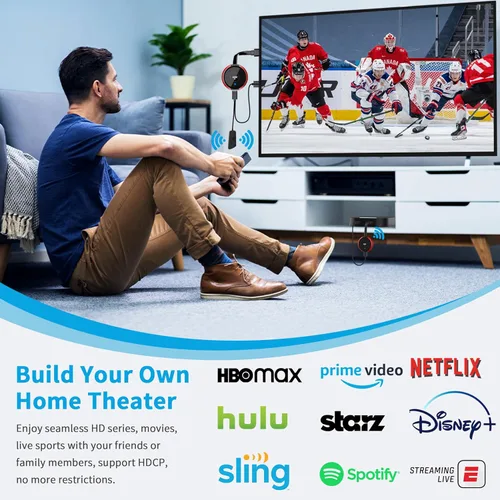 Vista 5 de AIMIBO Kit de transmisor y receptor HDMI inalámbrico 4K, transmisión de video/audio estable de 2.4/5 GHz a monitor, proyector, HDTV, extensor HDMI