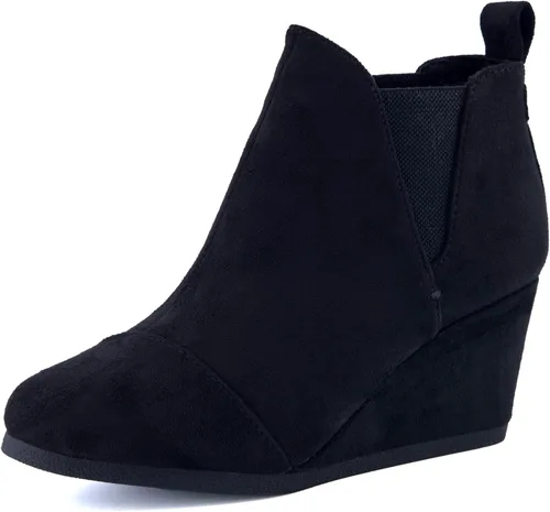 Vista 10 de Dunes Zoey - Botines de cuña para mujer, ante vegana suave, diseño fácil de poner, espuma viscoelástica, disponibles en anchos amplios