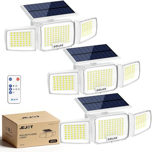 Vista 22 de Paquete de 6 luces solares con sensor de movimiento para exteriores, impermeables, 270° de ángulo amplio, 3 modos, luces solares de pared, luces
