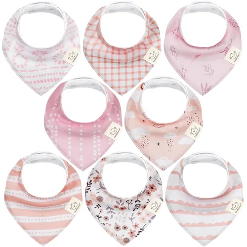 Vista 41 de KeaBabies 8 unidades de baberos tipo bandana orgánicos para niñas - Baberos tipo triángulo súper absorbentes para bebés que babean y están