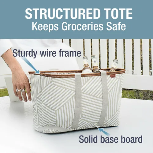 Vista 2 de CleverMade Collapsible LUXE Tote - Reusable Grocery Shopping Storage Bag Organizer w/Handles Reinforced Bottom