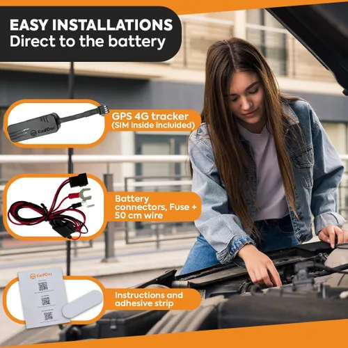 Vista 4 de 4G-Tracker - Rastreador GPS para vehículos: automóvil, motocicleta y camión Conexión directa de batería y SIM integrada Seguimiento de vehículos