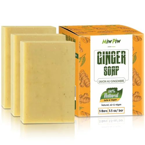 Jabón de jengibre linfático Drenaje Pack 3 – Tensado anticelulítico de la piel – Ingredientes naturales Jabones desintoxicantes para ducha limpia