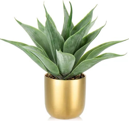 Vista 10 de Planta de agave artificial grande de 13.4 pulgadas, decoración artificial, plantas suculentas falsas en maceta, plantas artificiales en maceta