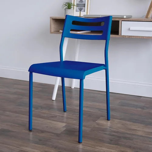 Vista 11 de Humble Crew Silla de Escritorio sin Ruedas, Negro, 16"An x 19"Pr x 30"Al, 200 lbs Máx - Silla de Plástico Ligera para Espacios Pequeños - Silla