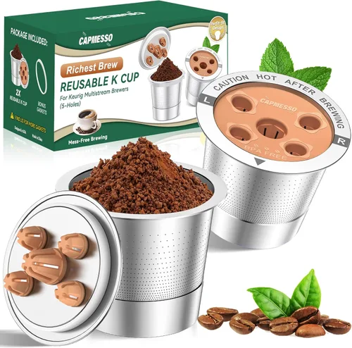Vista 10 de CAPMESSO Tazas K reutilizables para Keurig: filtro de café de acero inoxidable My K Cup actualizado 2025 cápsulas de café recargables para K