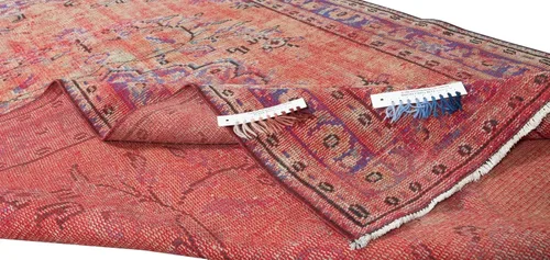 Vista 3 de 5.7x9 Ft 1960s Orange Over-Dyed Rug for Modern Interiors, Turkish Handmade Carpet