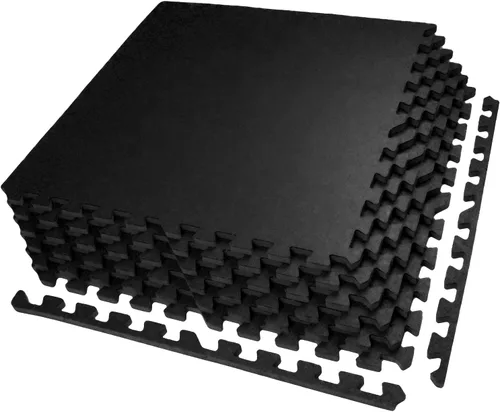 AIRHOP Alfombrillas de equipo de ejercicio de 0.56 pulgadas de grosor y 24 pies cuadrados, 6 baldosas con superficie de goma mejorada con espuma EVA