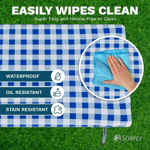 Vista 6 de Sorfey Mantel ajustado con elástico, vinilo con parte trasera de franela, se adapta a mesa de 24 x 48 pulgadas, rectangular, a prueba de agua, fácil