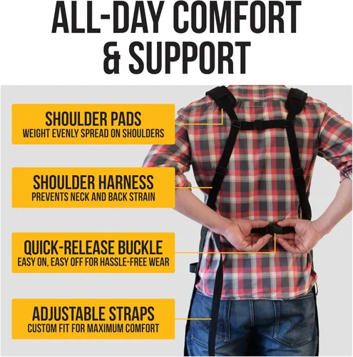 Vista 3 de ecoZen Delantal de soldadura de lona encerada con hilo de Kevlar, resistente al calor y a los productos químicos, totalmente ajustable