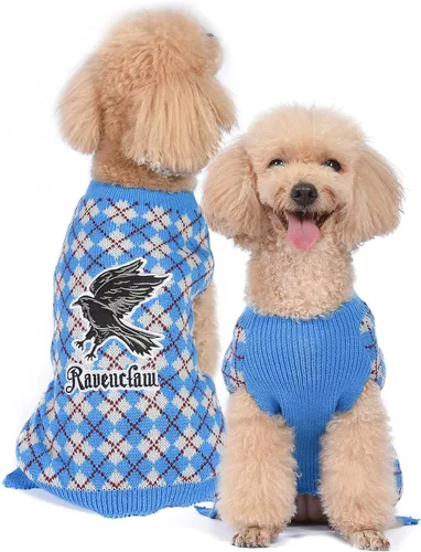 Vista 10 de Harry Potter Hufflepuff Suéter para perro, ropa exterior para mascotas, ropa y accesorios para perros con licencia oficial para casas de Hogwarts