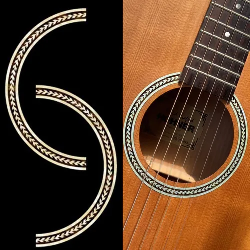 Vista 5 de Incrustaciones calcomanía Guitarra Acústica purflinng agujero de sonido en Abalone tema – Roseta (flores)