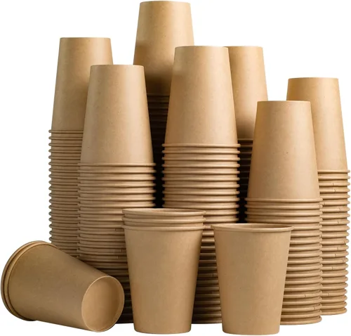 Vista 7 de Lamosi 200 paquete de tazas de papel kraft de 10 onzas, tazas de café de papel desechables marrones, tazas sin blanquear para bebidas