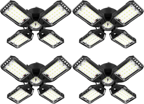 Vista 14 de Aoretic Luces LED para garaje, 1 paquete de 80 W, 8000 lm 6500 K, luz LED de tienda con 3 paneles deformables, luz de granero de sótano, luces