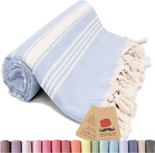 Vista 52 de Bazaar Anatolia Toalla de baño turca, 100% algodón, decoración bohemia de granja de secado rápido, manta de otoño para baño, de gran tamaño, 71 x 39