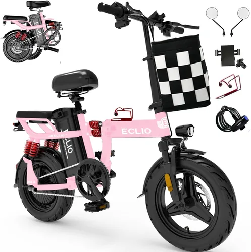 Vista 10 de DDC SPORT Folding Electric Bike, Peak 800W Motor 25MPH,48V 14Ah Removable Battery 55Miles Ebike,14'' Lightweight Adults Electric Bicycles for