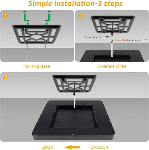 Vista 7 de HOSITARK Lámpara de techo empotrada negra de 12 pulgadas y 24 W, lámparas de techo para interiores, dormitorio, baño, lámpara de techo moderna