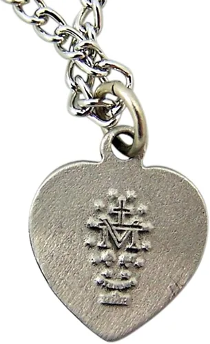 Vista 3 de Pequeño Niño de Dios Estaño medalla Milagrosa Colgante con forma de corazón con tarjeta de oración 16inch