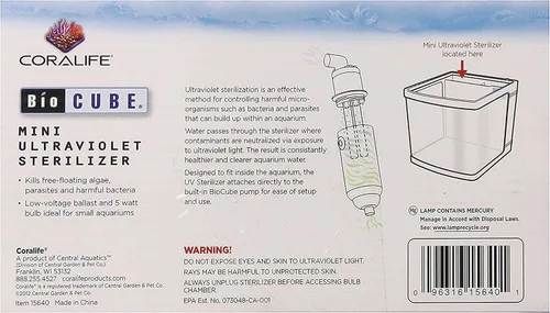 Vista 12 de Coralife Esterilizador ultravioleta Biocube Mini, lámpara UV de 5 vatios