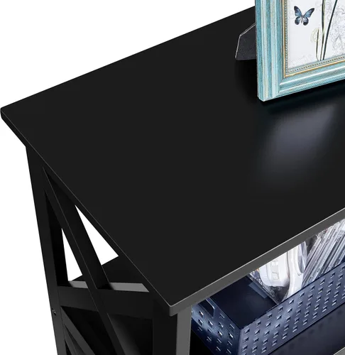 Vista 32 de Yaheetech Soportes de televisión y centros de entretenimiento con estante de almacenamiento de 3 niveles para sala de estar, gris