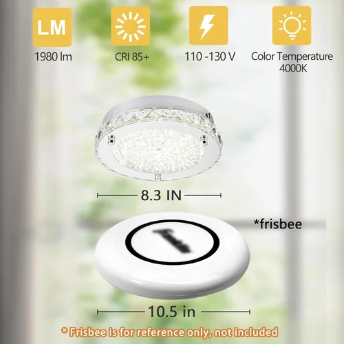 Vista 2 de Moderna lámpara LED de techo empotrada de cristal, 8.3 pulgadas, para vestíbulo y dormitorio, para baño, pasillo, armario