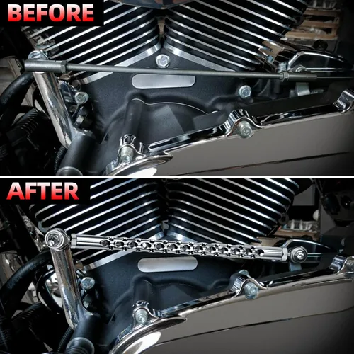 Vista 6 de Amazicha Enlace de Cambio Cromado de Engranaje Palanca de Cambios Compatible con Harley Davidson Softail Touring Street Glide Electra Glide Road