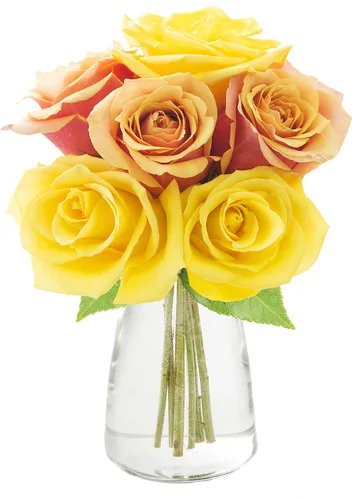 Vista 52 de KaBloom Entrega de primera temporada: elegante ramo en cascada de 4 rosas rosas, 4 rosas amarillas, 4 rosas blancas. Regalo para cumpleaños