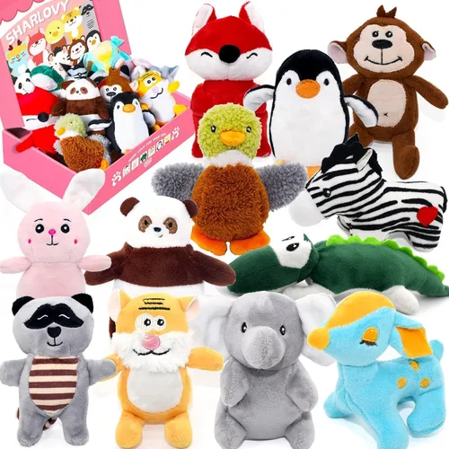 Vista 8 de SHARLOVY - Juguetes para perros sin relleno crujientes y chillones, masticables duraderos para perros agresivos, juguetes de peluche resistentes