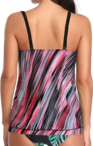 Vista 2 de Yonique Blusa tipo tankini para mujer, sin parte inferior, ajuste holgado, camiseta sin mangas