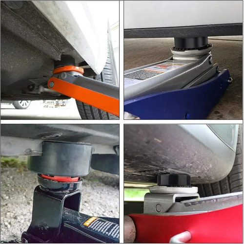 Vista 7 de Adaptador de almohadilla de suelo de 4 toneladas universal de goma con marco ranurado, protector de soldaduras para gato de piso (paquete de 4)