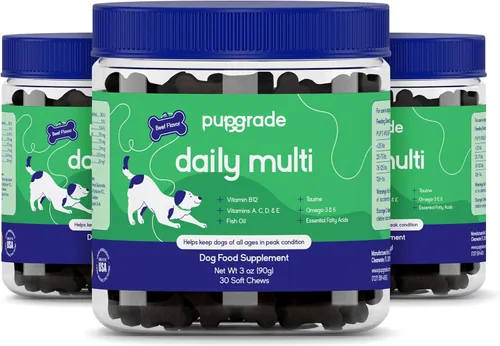 Vista 9 de PupGrade Multivitamínico diario para perros – Suplemento todo en uno con aceite de pescado Omega, vitaminas A, C, D, E y B complejo para la salud