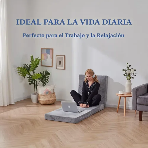 Vista 6 de SINWEEK - Colchón plegable triple con bolsa de almacenamiento, colchón plegable de espuma de 4 pulgadas, colchón con funda lavable a máquina y forro